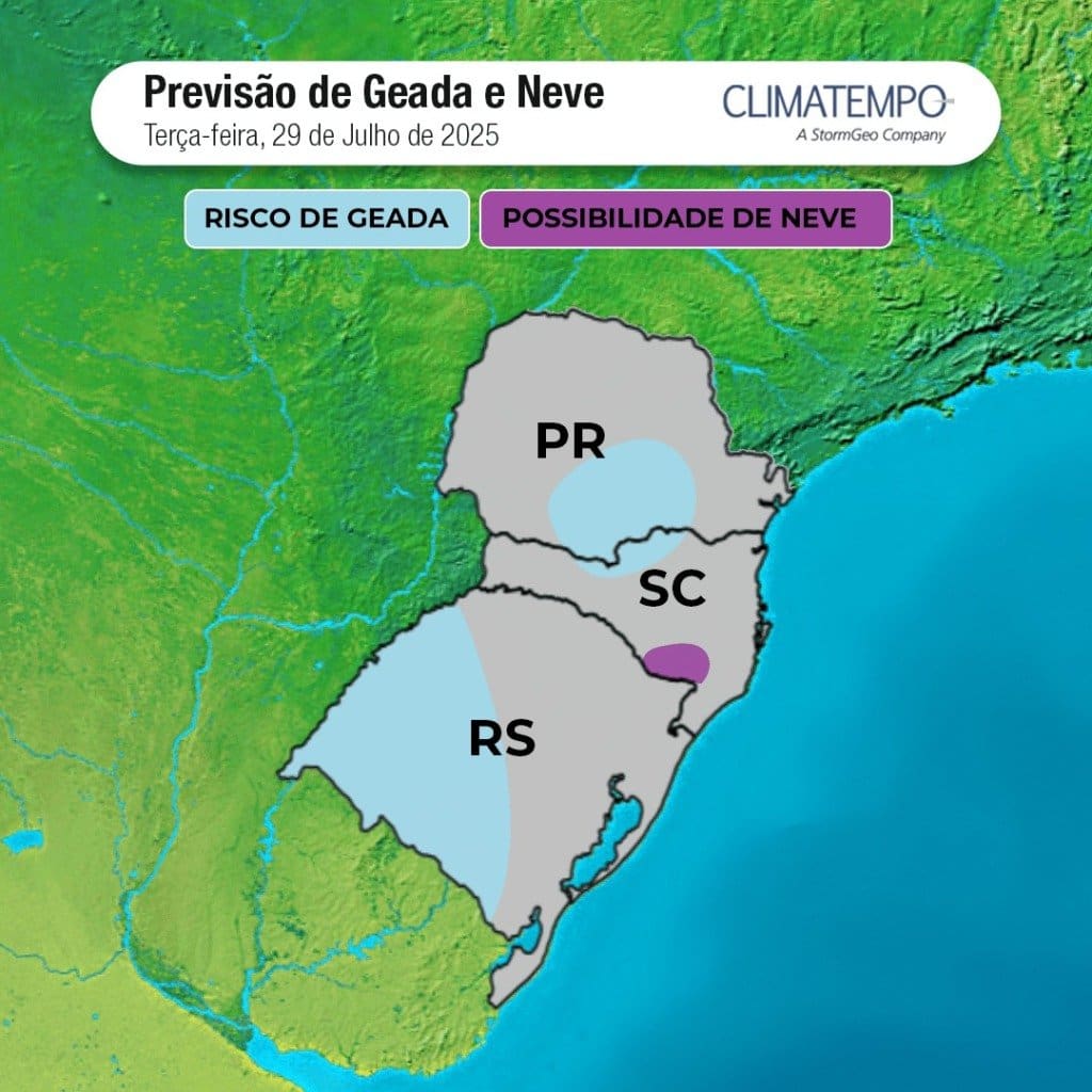 previsão de neve no Sul