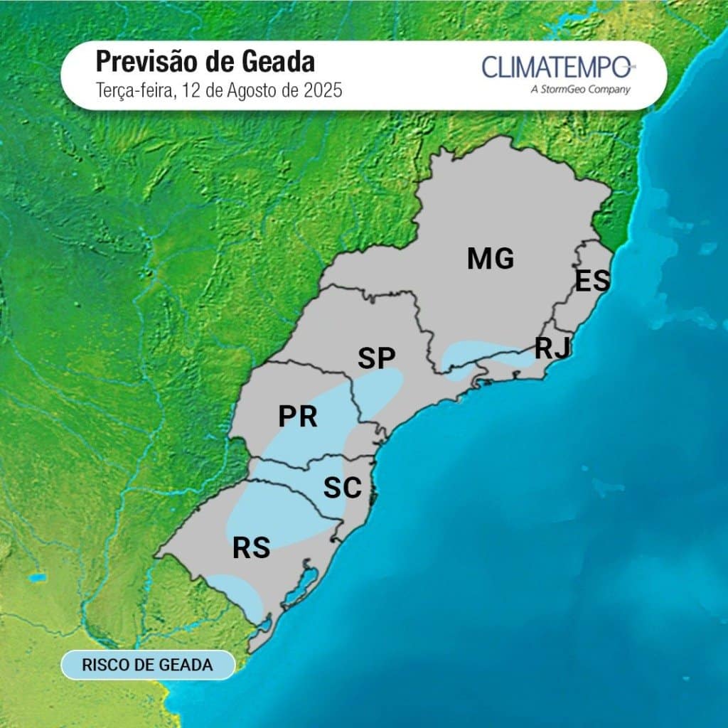 mapa geada Climatempo