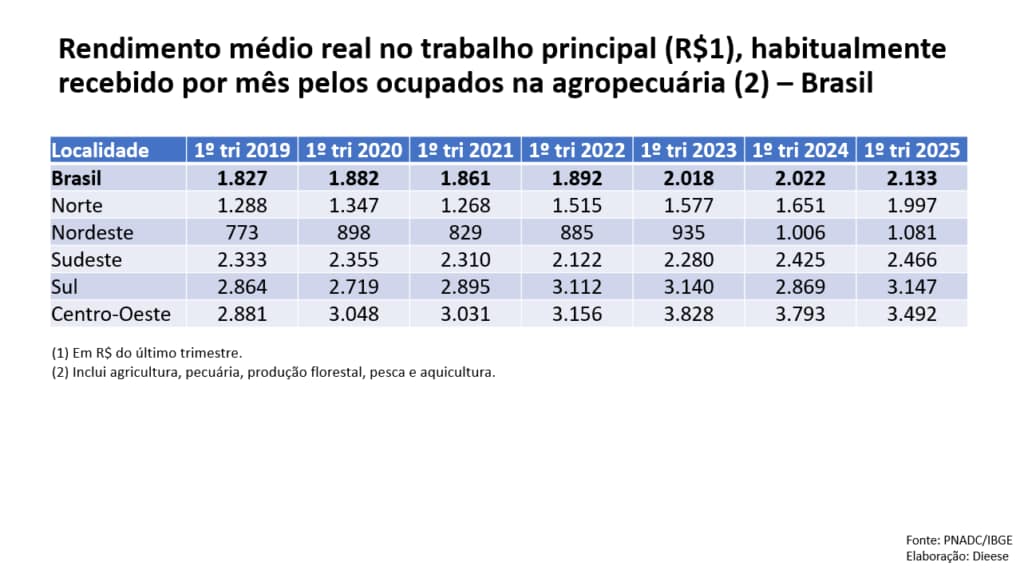 rendimento médio produtor rural