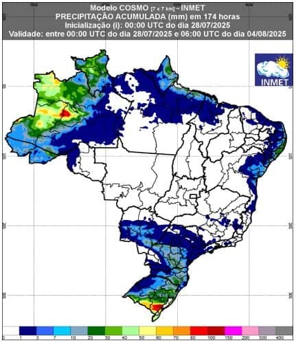 previsão de chuva Inmet semana